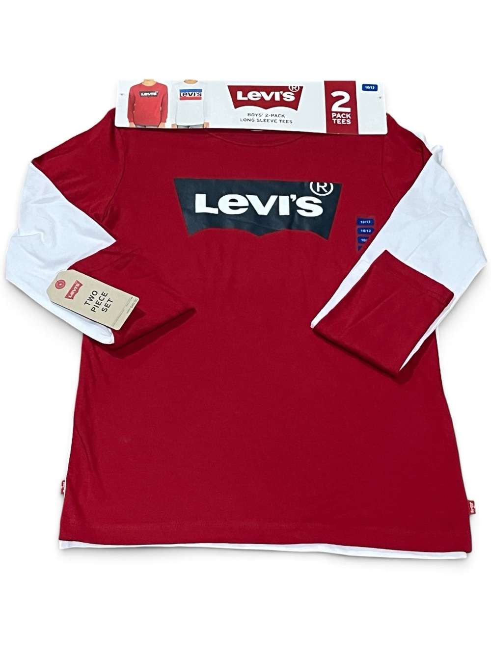 Levi's Boys' White & Red Long Sleeve Tee 2 pack